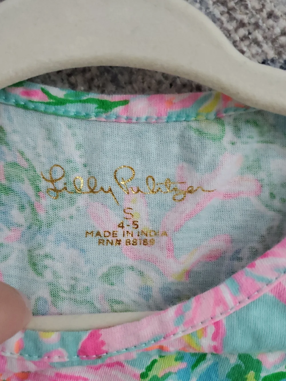 Lilly Pulitzer Girls Mini Brynn Dress Pink Green Aqua Floral SzS (4-5)